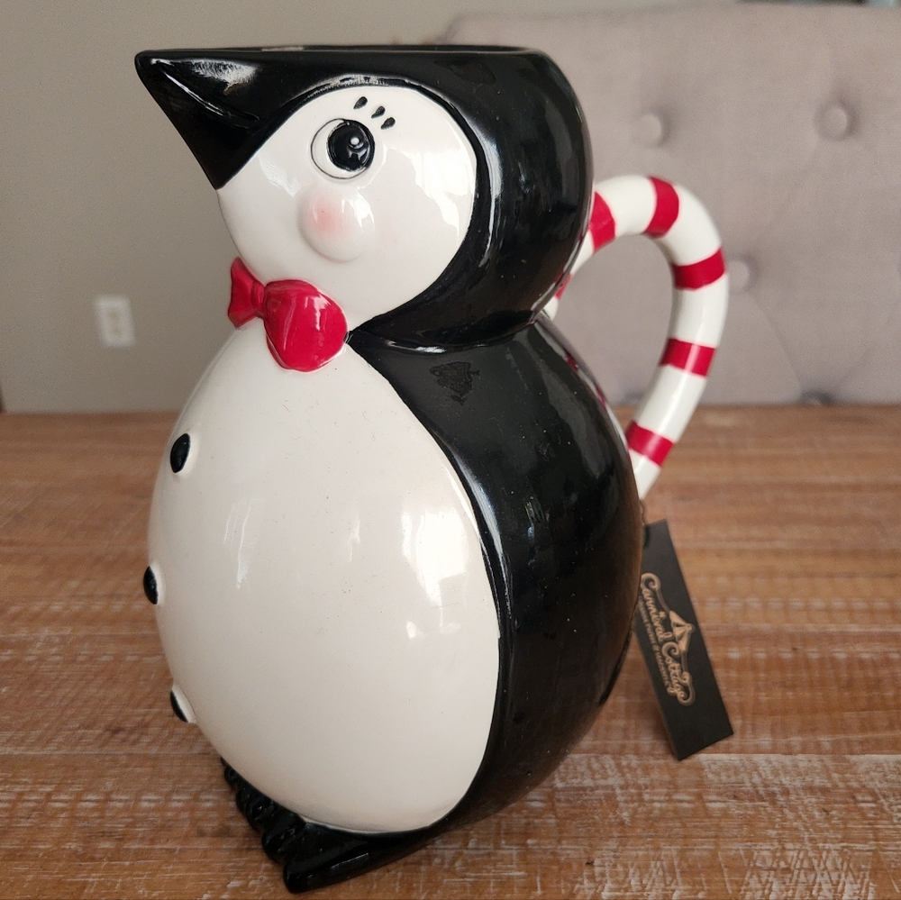 JOHANNA PARKER DESIGN CARNIVAL COTTAGE CHRISTMAS PENGUIN PITCHER NEW